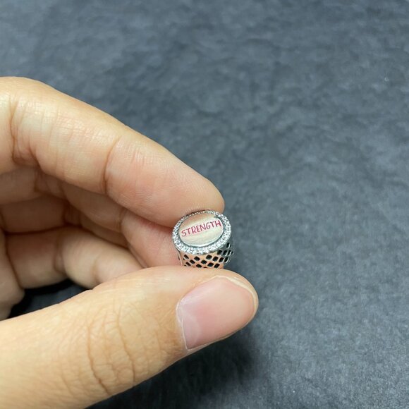 Pandora Breast Cancer Ribbon of Strength Dangle Charm - Picture 4 of 12